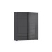 Schwebetürenschrank >Elara< in grau metallic / Glas basalt - 181x210x62 (BxHxT)
