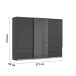 Schwebetürenschrank >Elara< in grau metallic / Glas basalt - 271x210x62 (BxHxT)