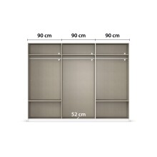 Schwebetürenschrank >Elara< in alpinweiß / Grauspiegel - 271x210x62 (BxHxT)