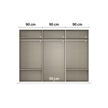 Schwebetürenschrank >Elara< in champagner / Spiegel - 271x210x62 (BxHxT)