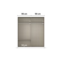 Schwebetürenschrank >Elara< in champagner / Glas champagner - 181x210x62 (BxHxT)