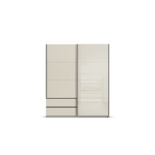 Schwebetürenschrank >Elara< in champagner / Glas champagner - 181x210x62 (BxHxT)