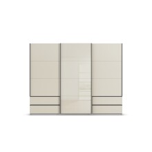 Schwebetürenschrank >Elara< in champagner / Glas champagner - 271x210x62 (BxHxT)