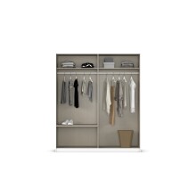 Schwebetürenschrank >Elara< in champagner / Grauspiegel - 181x210x62 (BxHxT)
