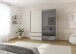Schwebetürenschrank >Elara< in champagner / Grauspiegel - 181x210x62 (BxHxT)