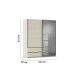 Schwebetürenschrank >Elara< in champagner / Grauspiegel - 181x210x62 (BxHxT)