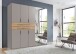 Drehtürenschrank >DIGIT< in SAHARAGRAU / EICHE / SPIEGEL - 225x208x58cm (BxHxT)