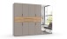 Drehtürenschrank >DIGIT< in SAHARAGRAU / EICHE / SPIEGEL - 270x208x58cm (BxHxT)