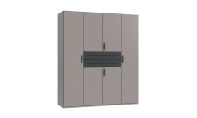 Drehtürenschrank >DIGIT< in SAHARAGRAU DEKOR + GRAFIT - 180x208x58cm (BxHxT)