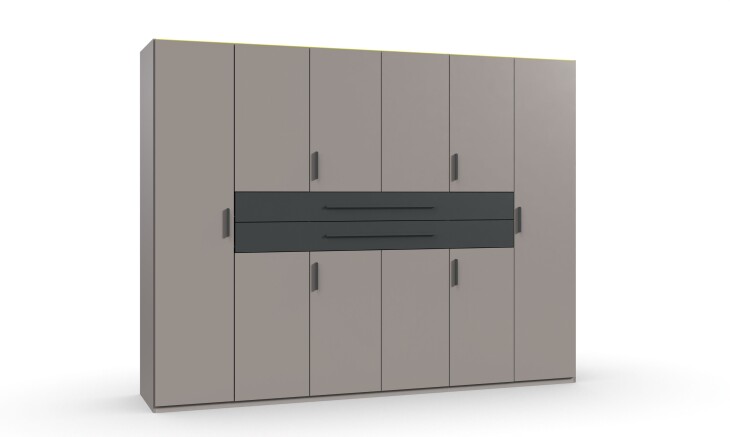 Drehtürenschrank >DIGIT< in SAHARAGRAU DEKOR + GRAFIT - 270x208x58cm (BxHxT)