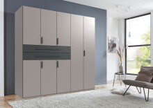 Drehtürenschrank >DIGIT< in SAHARAGRAU + GRAFIT - 225x208x58cm (BxHxT)