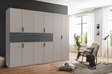 Drehtürenschrank >DIGIT< in SAHARAGRAU + GRIFFE GRAFIT - 270x208x58cm (BxHxT)