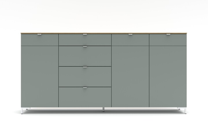 Anrichte >Bari< (inkl. Füße) in Schilf supermatt - 220x110x41cm (BxHxT)