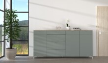Anrichte >Bari< (inkl. Füße) in Schilf supermatt - 220x110x41cm (BxHxT)