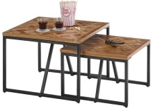 Couchtisch >Lola< 2er Set aus Teakholz&Metall im Industrial Design - 60x45x60cm (B/H/T)