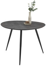 Esstisch >Joe< in Teak, schwarz, Teak, Metall -...