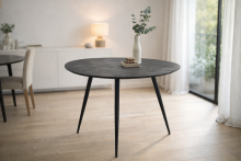Esstisch >Joe< in Teak, schwarz, Teak, Metall - 111x78x108cm (BxHxT)