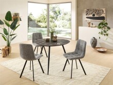 Esstisch >Joe< in Teak, schwarz, Teak, Metall -...