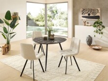 Esstisch >Joe< in Teak, schwarz, Teak, Metall - 111x78x108cm (BxHxT)