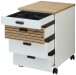 Rollcontainer >Glenn< in Weiß / Artisan Dekor, MDF - 45x66x55cm (BxHxT)