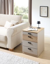 Rollcontainer >Glenn< in Basalt / Artisan Eiche Dekor, MDF - 45x66x55cm (BxHxT)