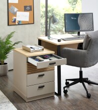 Rollcontainer >Glenn< in Basalt / Artisan Eiche Dekor, MDF - 45x66x55cm (BxHxT)