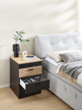 Rollcontainer >Glenn< in Schwarz / Artisan Eiche Dekor, MDF - 45x66x55cm (BxHxT)