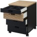 Rollcontainer >Glenn< in Schwarz / Artisan Eiche Dekor, MDF - 45x66x55cm (BxHxT)