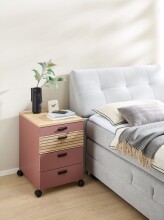 Rollcontainer >Glenn< in Rusty Red / Artisan Eiche Dekor, MDF - 45x66x55 (BxHxT)