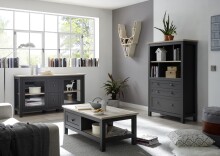 Couchtisch >Bocage< in San Remo, anthrazit, Holzwerkstoff - 114x43x60cm (BxHxT)