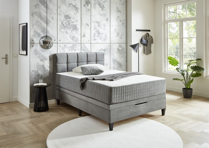 Boxspringbett >TraumZeit< inkl. wendbare 7 Zonen TTFK Matratze & Topper - 140x200 cm anthrazit