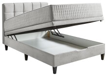 Boxspringbett >TraumZeit< inkl. wendbare 7 Zonen TTFK Matratze & Topper - 140x200 cm hellgrau