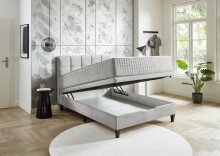 Boxspringbett >TraumZeit< inkl. wendbare 7 Zonen TTFK Matratze & Topper - 140x200 cm hellgrau
