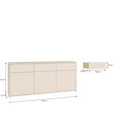 Sideboard >ALICE SPRINGS< in sandfarbig - 184,2x83,1x41,5cm (BxHxT)