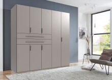 Drehtürenschrank >DIGIT< in SAHARAGRAU - 225x208x58cm (BxHxT)