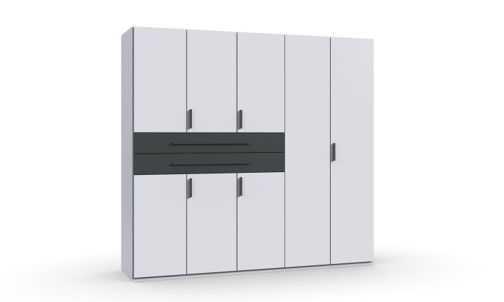 Drehtürenschrank >DIGIT< in WEISS + SCHWARZ - 225x208x58cm (BxHxT)
