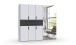Drehtürenschrank >DIGIT< in WEISS / SCHWARZ / SPIEGEL - 225x208x58cm (BxHxT)