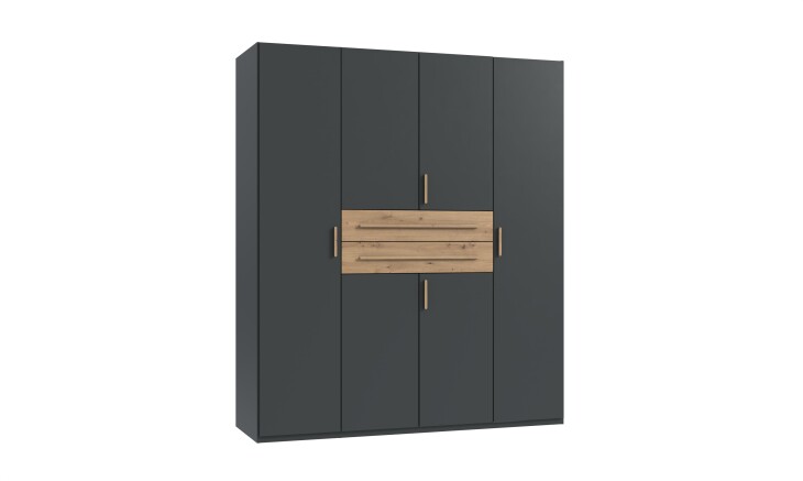 Drehtürenschrank >DIGIT< in GRAFIT - ARTISAN EICHE DEKOR - 180x208x58cm (BxHxT)