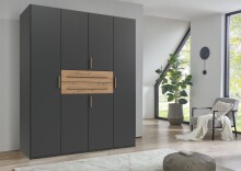 Drehtürenschrank >DIGIT< in GRAFIT - ARTISAN EICHE DEKOR - 180x208x58cm (BxHxT)