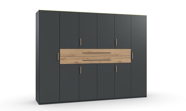 Drehtürenschrank >DIGIT< in GRAFIT - ARTISAN EICHE DEKOR - 270x208x58cm (BxHxT)
