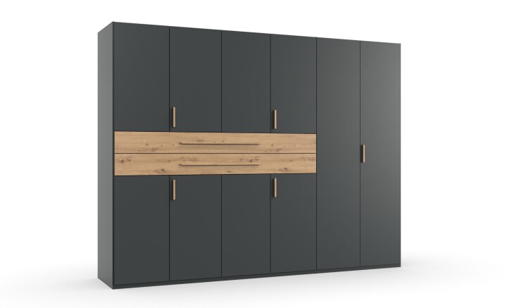 Drehtürenschrank >DIGIT< in GRAFIT - ARTISAN EICHE DEKOR - 270x208x58cm (BxHxT)