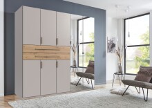 Drehtürenschrank >DIGIT< KASCHMIR / ARTISAN EICHE DEKOR / SPIEGEL - 225x208x58 (BxHxT)