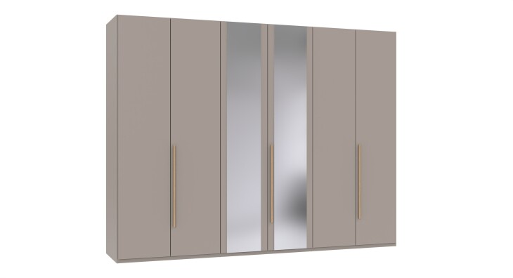 Drehtürenschrank >LONDON< in SAHARAGRAU + ARTISAN EICHE DEKOR - 270x208x58cm (BxHxT)