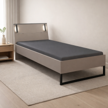 Futonbett >Tilburg< Saharagrau mit LED Beleuchtung, höhenverstellbar 90x200cm (BxL)
