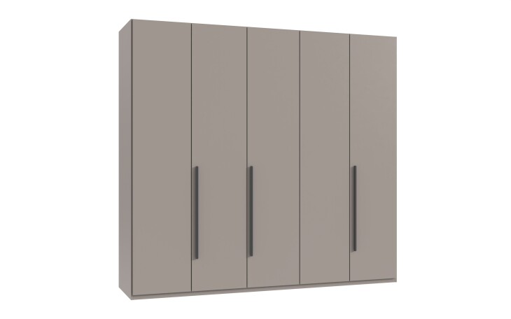 Drehtürenschrank >LONDON< in SAHARAGRAU + SCHWARZ - 225x208x58cm (BxHxT)