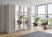 Drehtürenschrank >LONDON< in SAHARAGRAU / SPIEGEL / SCHWARZ - 225x208x58 (BxHxT)