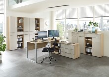 Aktenschrank >Santorin< in Riva Eiche / Cashmere - 40x198x38 (BxHxT)