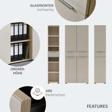 Aktenschrank >Santorin< in Riva Eiche / Cashmere - 40x198x38 (BxHxT)