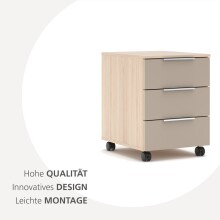 Rollcontainer >Santorin< in Riva Eiche / Cashmere - 45x61x55 (BxHxT)