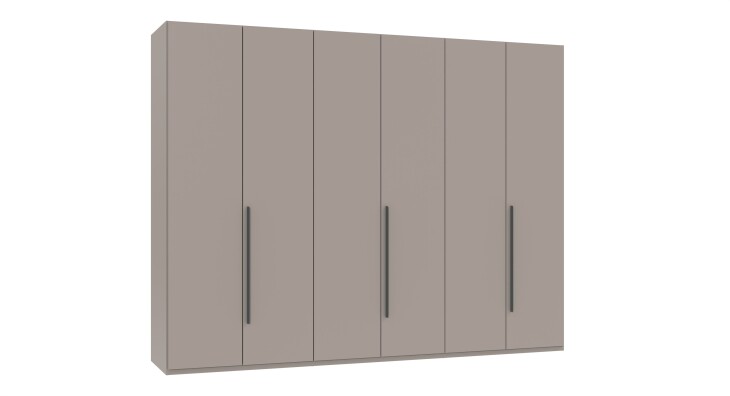 Drehtürenschrank >LONDON< inkl. Inneneinteilung, Farbe SAHARAGRAU - 270x208x58cm (BxHxT)